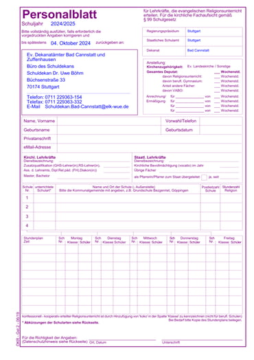 Personalblatt Bad-Cannstatt