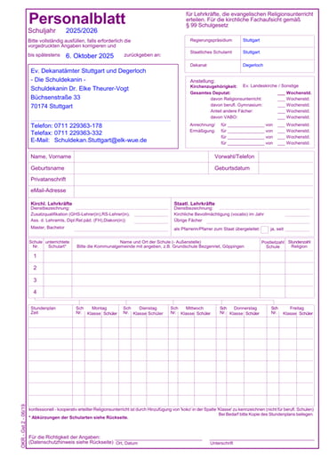 Personalblatt Degerloch