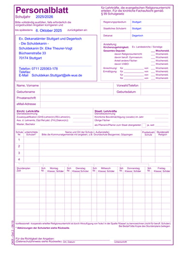 Personalblatt Degerloch